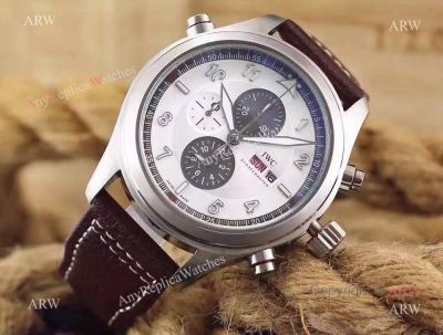 Copy IWC Pilot's Spitfire Double Chrono White Dial Watch from Anyreplicawatch